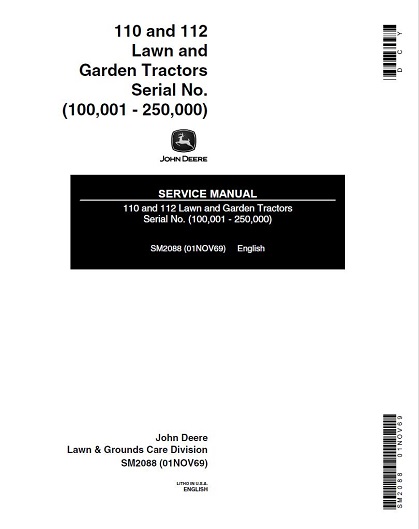 John Deere 110,112 Lawn Garden Tractors Service Manual