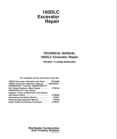 John Deere 160DLC Technical Manual