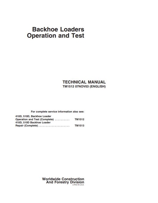 John Deere 410D 510D Technical Manual