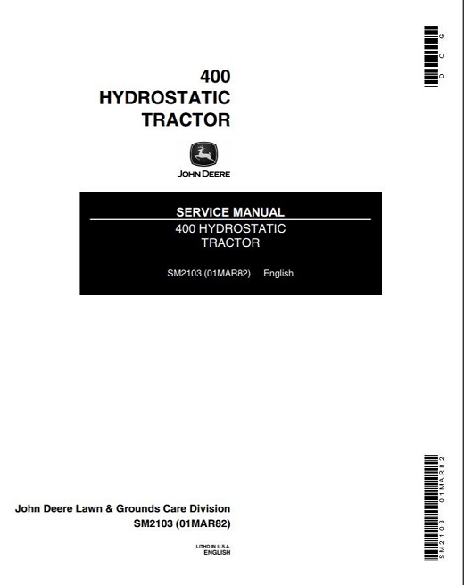 John Deere 400 Hydrostatic Tractor Service Manual