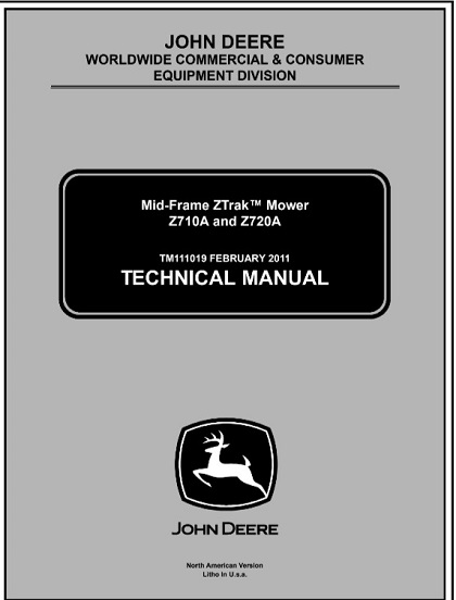 John Deere Z710A, Z720A Mid-Frame ZTrak Mower Technical Manual