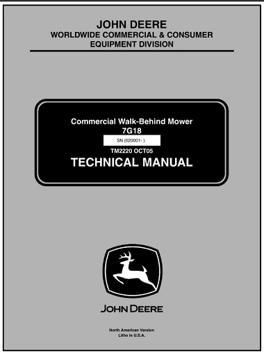 John Deere 7G18 Commercial Walk-Behind Mower Technical Manual