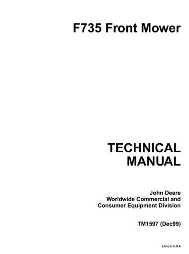 John Deere F735 Front Mower Technical Manual TM1597