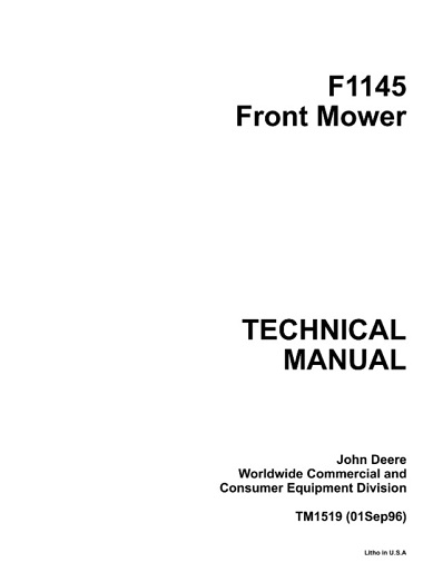 John Deere F1145 Front Mower Technical Manual