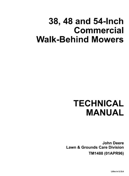John Deere 38, 48, 54-Inch Commercial Walk - Behind Mowers Technical Manual