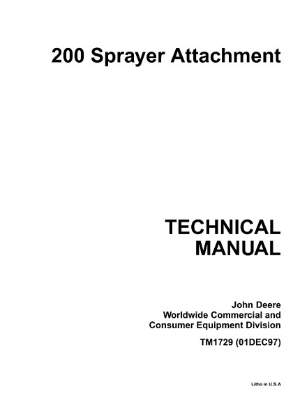 John Deere 200 Sprayer Attachment Technical Manual