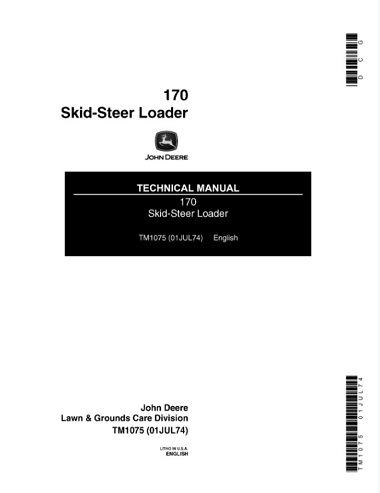 John Deere 170 Skid Steer Loader Technical Manual