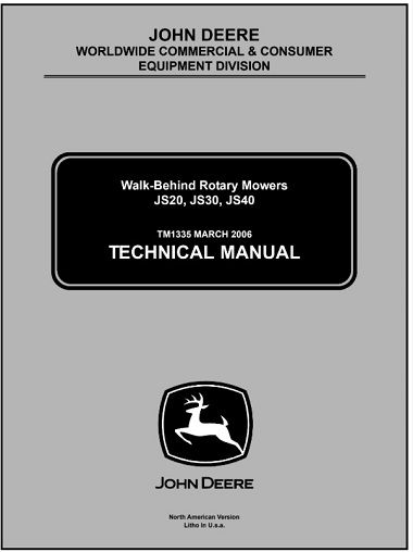 John Deere JS20, JS30, JS40 Walk-Behind Rotary Mowers Technical Manual