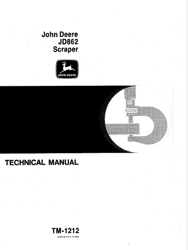John Deere JD862 Scraper Technical Manual