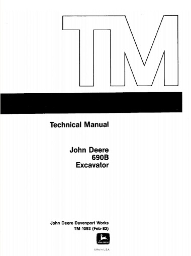 John Deere 690B Excavator Technical Manual