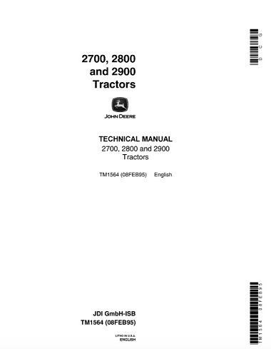 John Deere 2700, 2800, 2900 Tractors Technical Manual