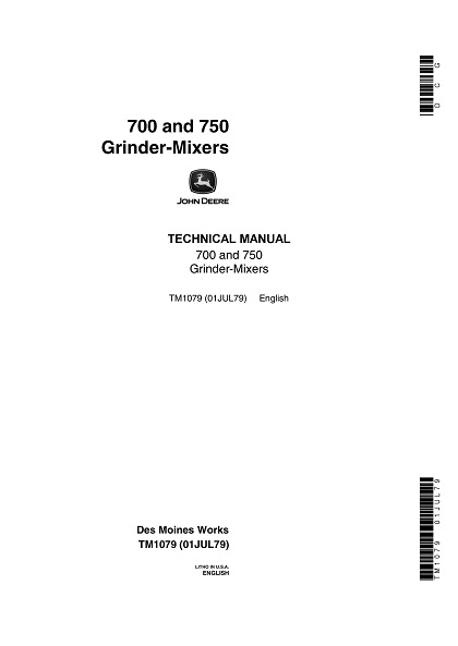 John Deere 700, 750 Grinder-Mixers Technical Manual