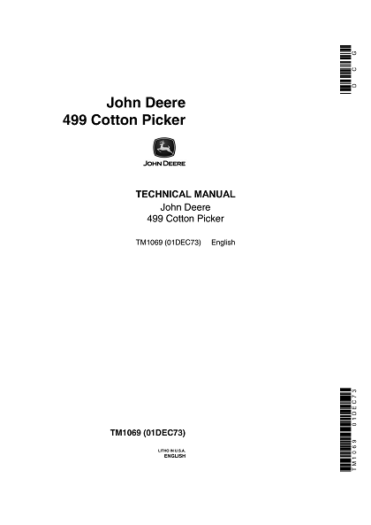 John Deere 499 Cotton Picker Technical Manual