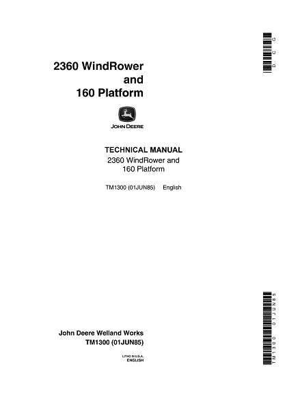 John Deere 2360 WindRower and 160 Platform Technical Manual
