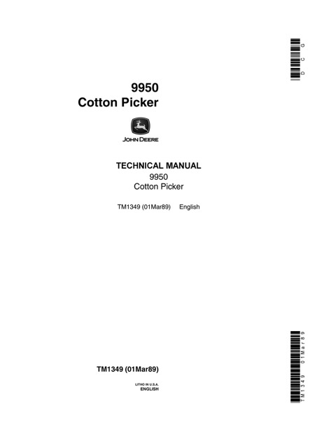 John Deere 9950 Cotton Picker Technical Manual
