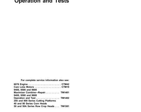 John Deere CTS Rice Combine Repair, Operation and Tests Technical Manual