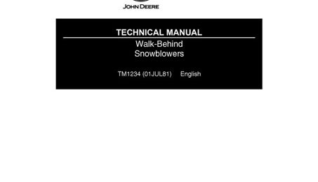 John Deere Walk-Behind Snowblowers Technical Manual