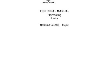 John Deere Harvesting Units Technical Manual